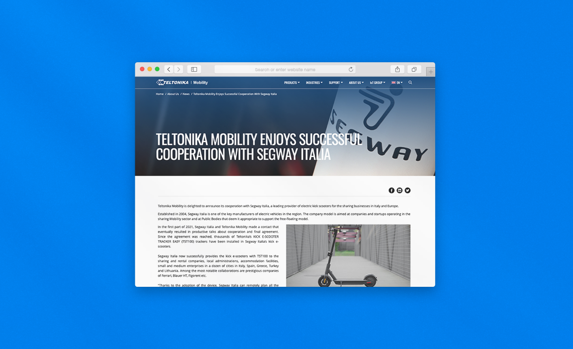 Segway Partnership con Teltonika